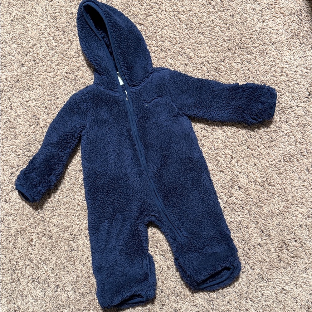 Nike Navy Blue Fleece Sherpa Baby Coverall with Hood